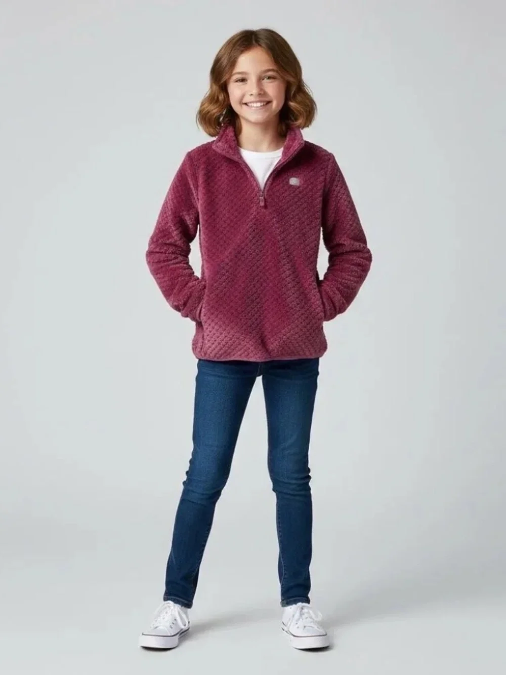Juicy Couture Pink Quarter Zip Fleece Sweatshirt Girls 12 Preppy Cozy